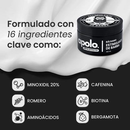 Bálsamo Apolo para Crecimiento de Barba Ultra Potente con Minoxidil 20% | 100mL
